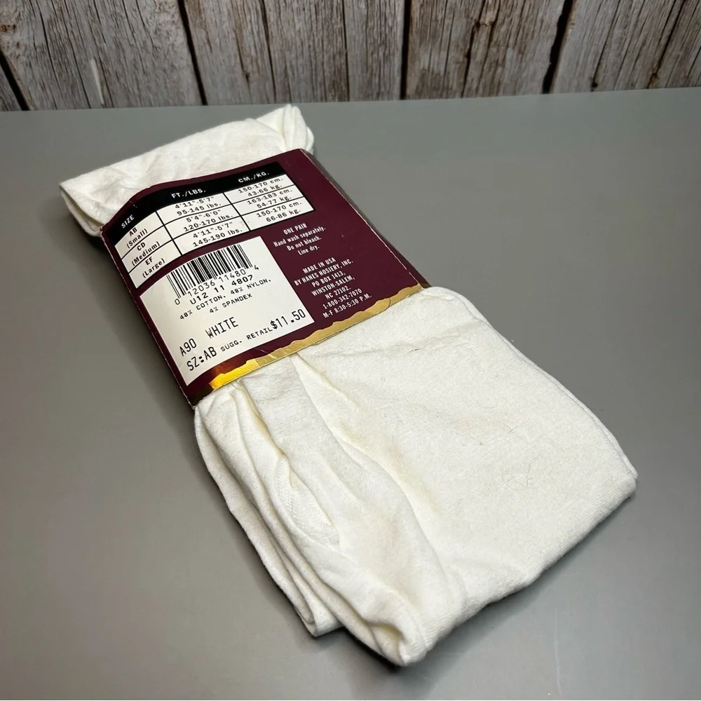 Hanes Silk Reflections White Hosiery Size Small